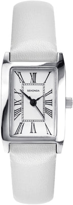 Gwylio Clasurol i Fenywod Sekonda Gyda Deial Gwyn a Strap Brown 40336