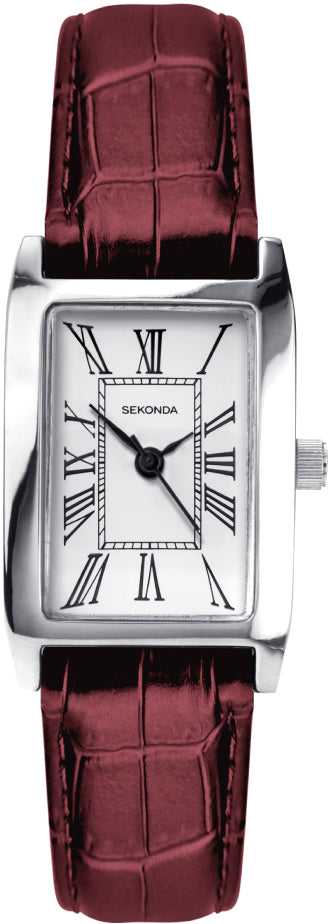 Sekonda Ladies Watch With White Dial And Burgundy Strap 40343