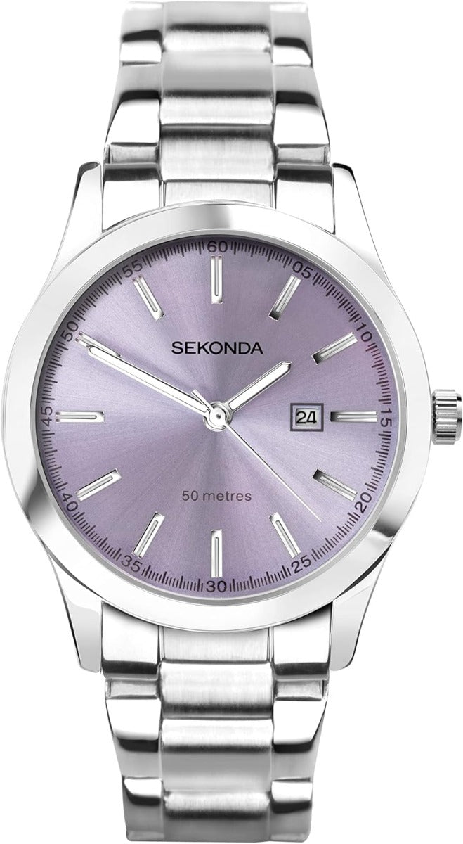 Sekonda Ladies Watch with Lilac Dial & Silver Bracelet 40400