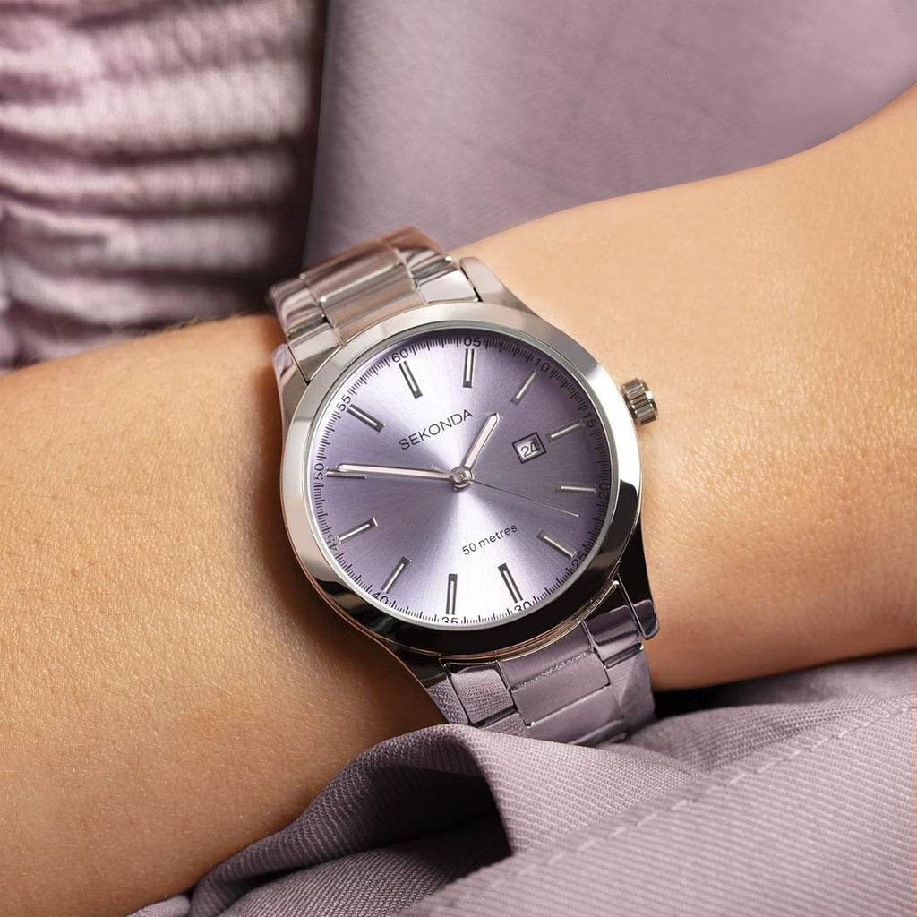 Sekonda Ladies Watch with Lilac Dial & Silver Bracelet 40400