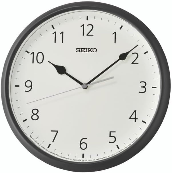 Seiko Wall Clock with White Face and Black Case QXA796K