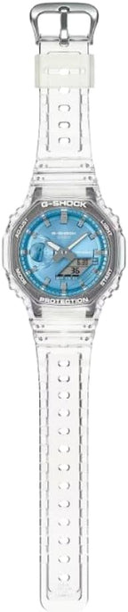 Casio G-Shock Mens Analogue-Digital Watch with Blue Dial and Clear Strap GA-2100BM-7A2ER