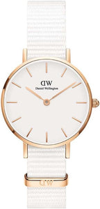 Daniel Wellington Ladies Watch with White Dial and White Fabric Strap DW00100313
