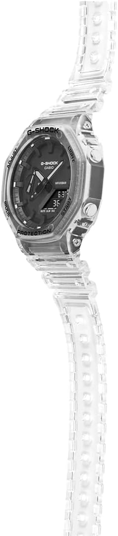 Casio G-Shock Mens Analogue-Digital Watch with Black Dial and Clear Strap GA-2100SKE-7AER
