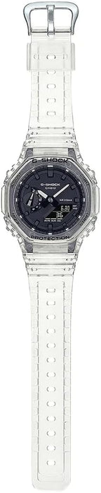 Casio G-Shock Mens Analogue-Digital Watch with Black Dial and Clear Strap GA-2100SKE-7AER