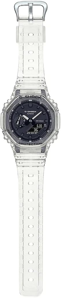 Casio G-Shock Mens Analogue-Digital Watch with Black Dial and Clear Strap GA-2100SKE-7AER