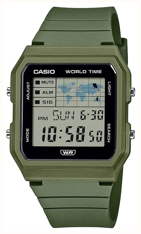 Casio Unisex Digital Watch with LED Dial and Green Strap LF-30W-3AEF