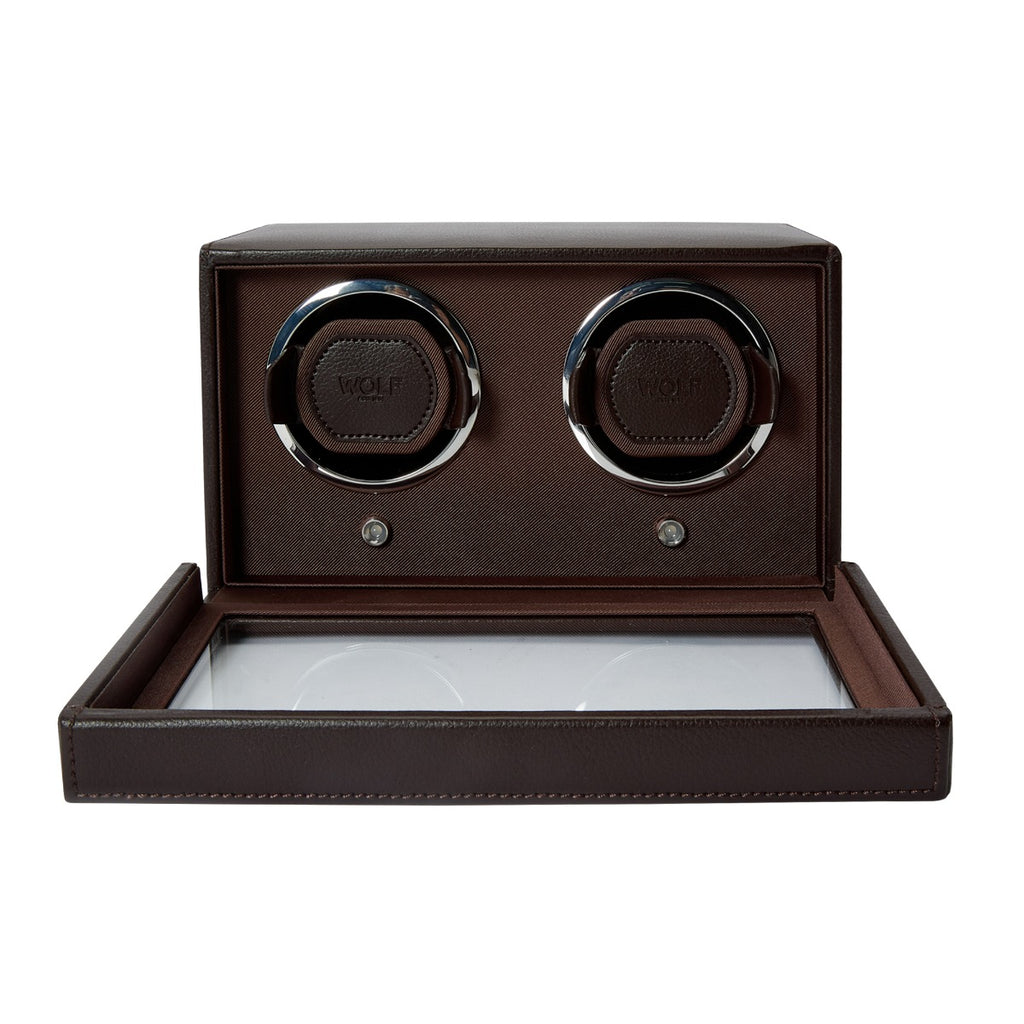 Winder Gwylio Dwbl Wolf Designs Cub Brown gyda Gorchudd Gwydr 461206