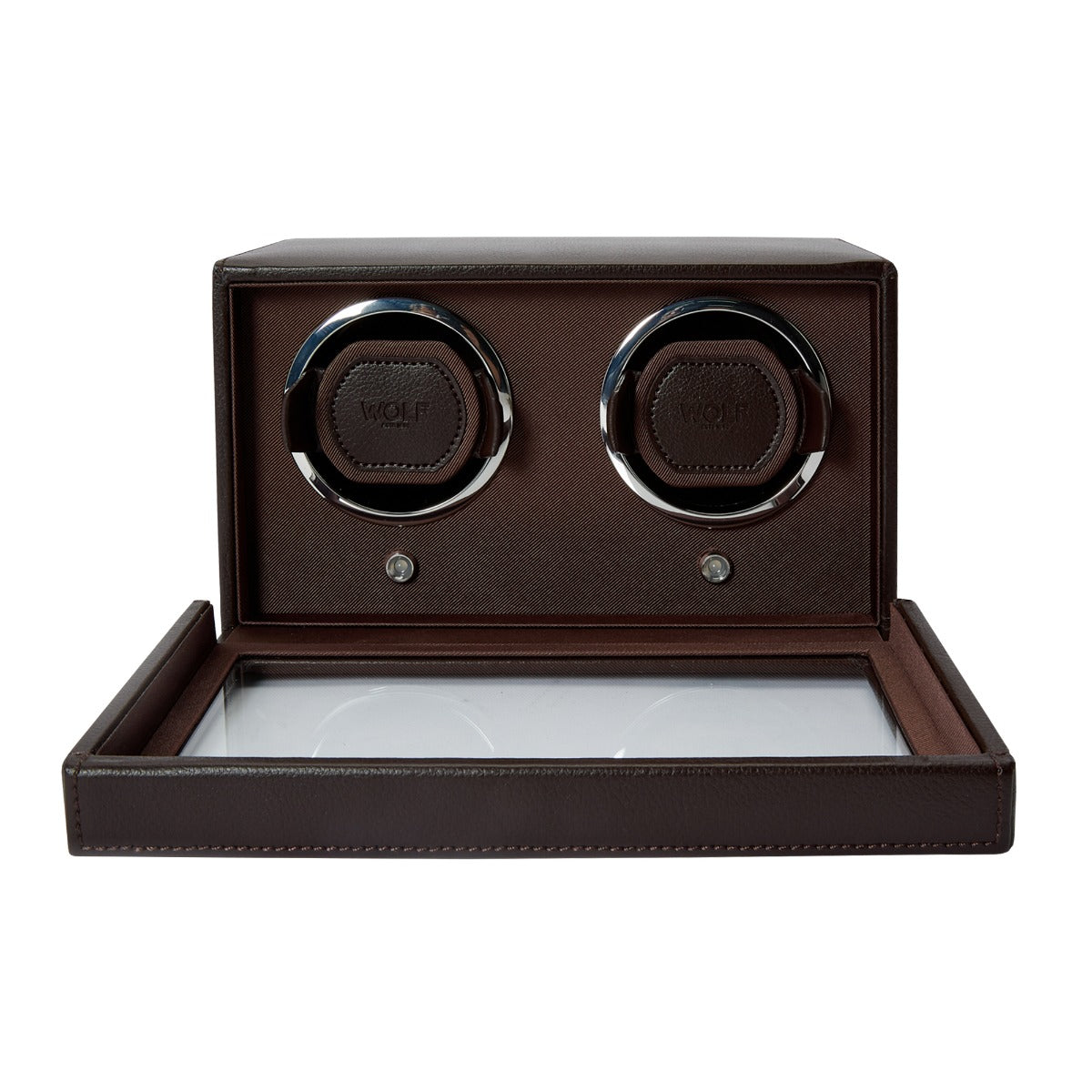 Winder Gwylio Dwbl Wolf Designs Cub Brown gyda Gorchudd Gwydr 461206