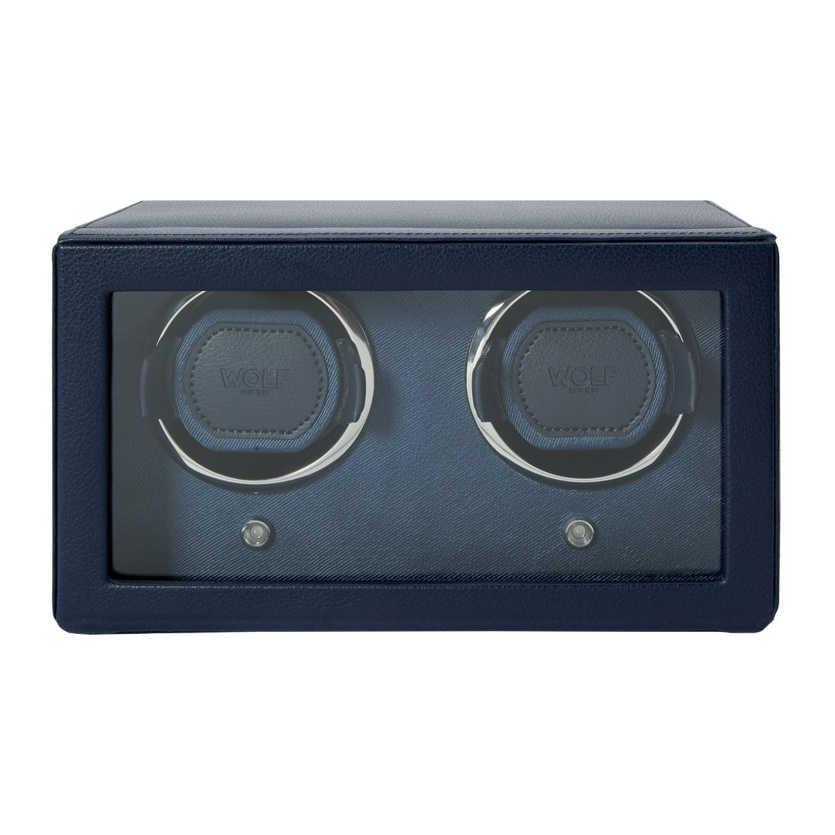 Wolf Designs Cub Navy Double Watch Winder with Glass Cover 461217