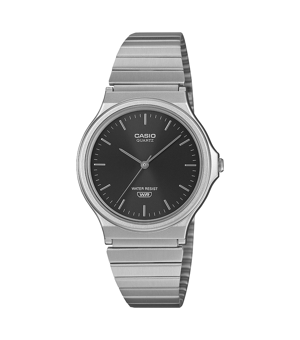 Casio Collection Mens Watch with Black Dial and Silver Strap MQ-24DA-1AEF