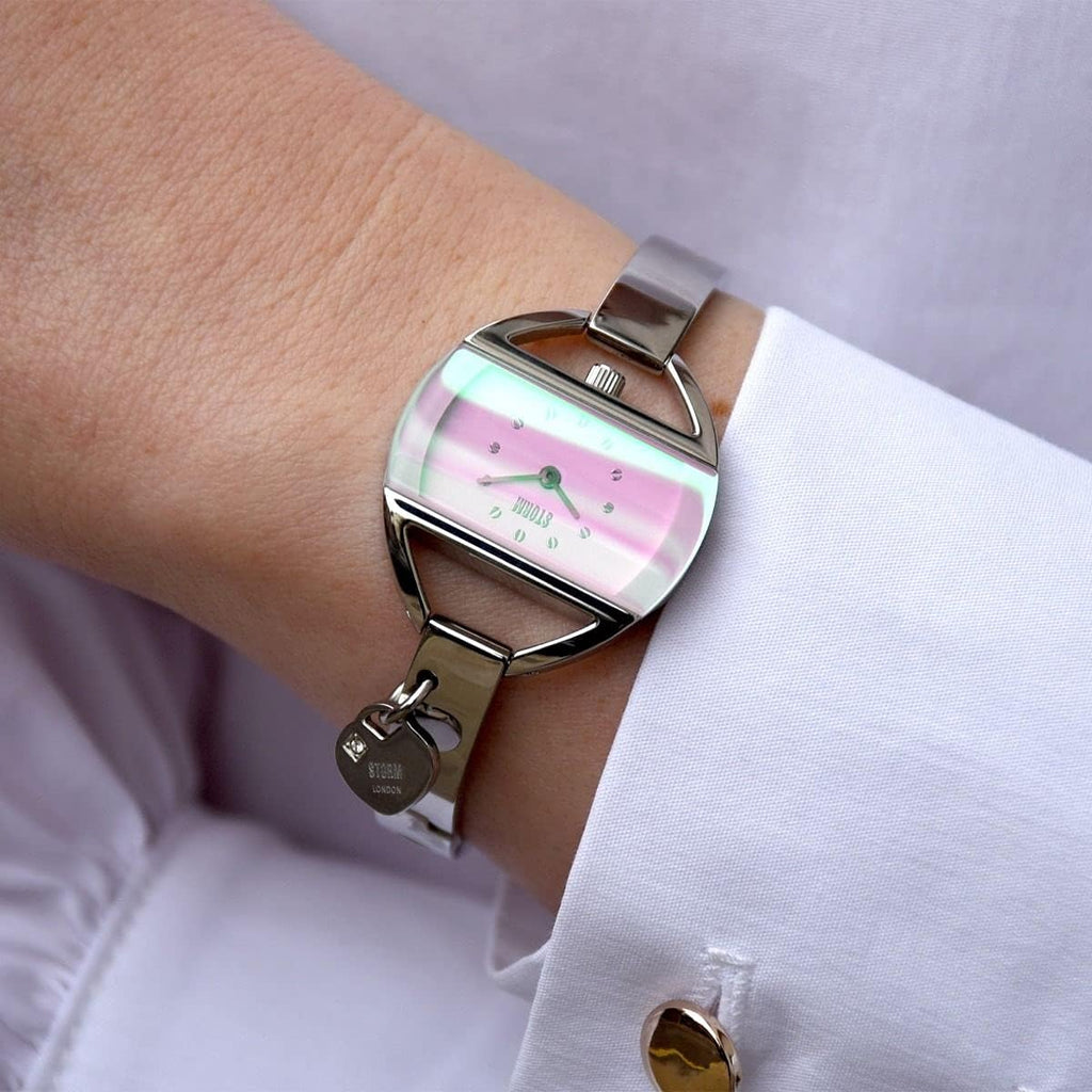 Storm Temptress Charm Lazer Pink Ladies Watch with Pink Dial and Silver Bracelet 47013/PK
