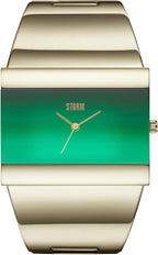Storm Starletti Gold Lazer Green Ladies Watch gyda Deial Gwyrdd a Breichled Aur 47313/GD/GN