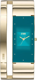 Storm Alvara Ladies Watch with Gold Bangle and Teal Dial 47343/GD/T