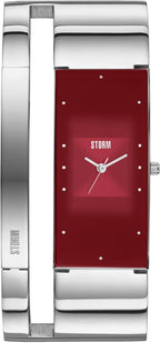 Storm Ladies Alvara Red Watch with Silver Bangle and Red Dial 47343/R