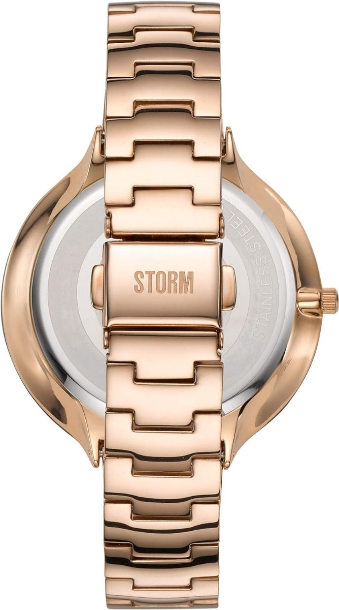 Gwylio Ostele i Ferched Storm gyda Deial Du a Strap Bangle Aur Rhosyn 47401/RG **Wedi'i Adnewyddu**