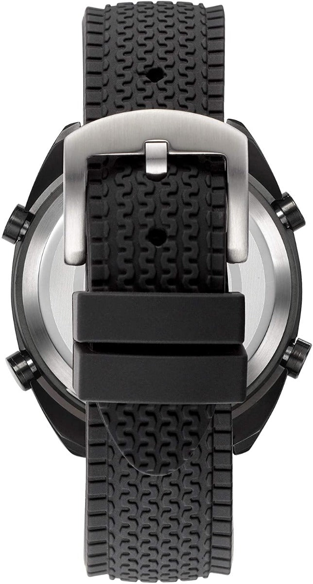 Gwylio Dynion Storm Kombi gyda Strap Silicôn Du a Deial Ddu 47412/SL