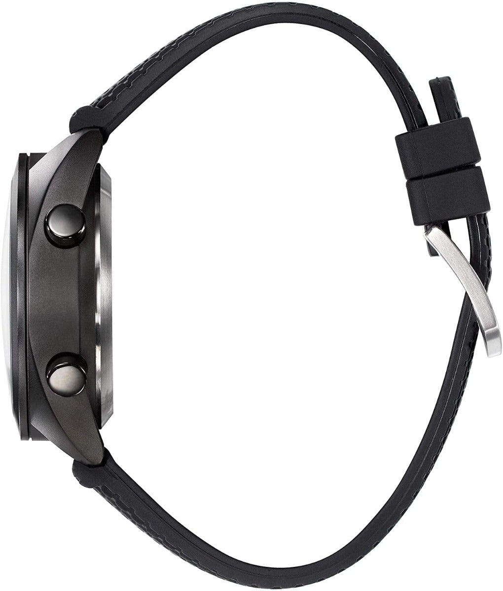 Gwylio Dynion Storm Kombi gyda Strap Silicôn Du a Deial Ddu 47412/SL