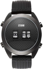 Gwylio Dynion Storm Kombi gyda Strap Silicôn Du a Deial Ddu 47412/SL
