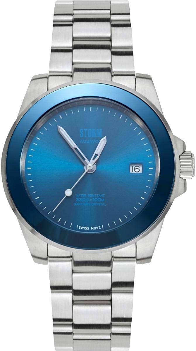 Storm Aquavon Mens Watch with Blue Dial and Silver Strap 47440/B