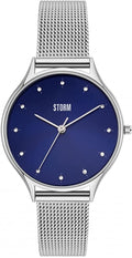 Orolog Ariana i Fenywod gydag Wyneb Glas a Strap Milanese Arian 47494/B