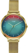 Storm Mini Styro Ladies Watch gyda Deial Turcois a Strap Milanaidd Aur 47516/GD/TUR