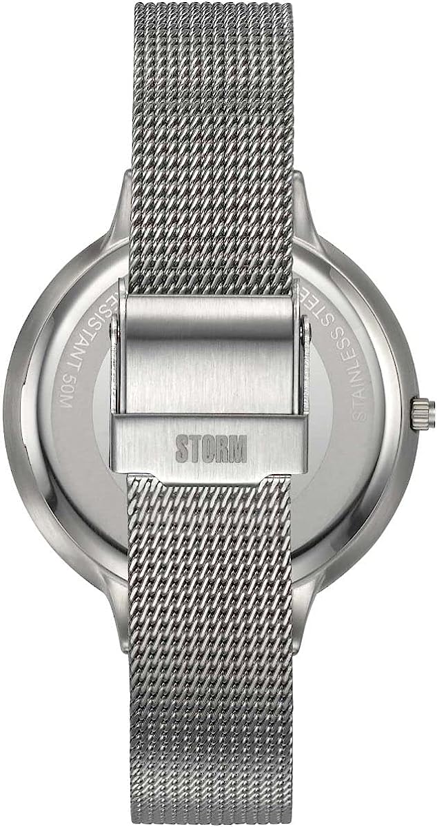 Storm Mini Styro Ladies Watch with Red Dial and Silver Milanese Strap 47516/R