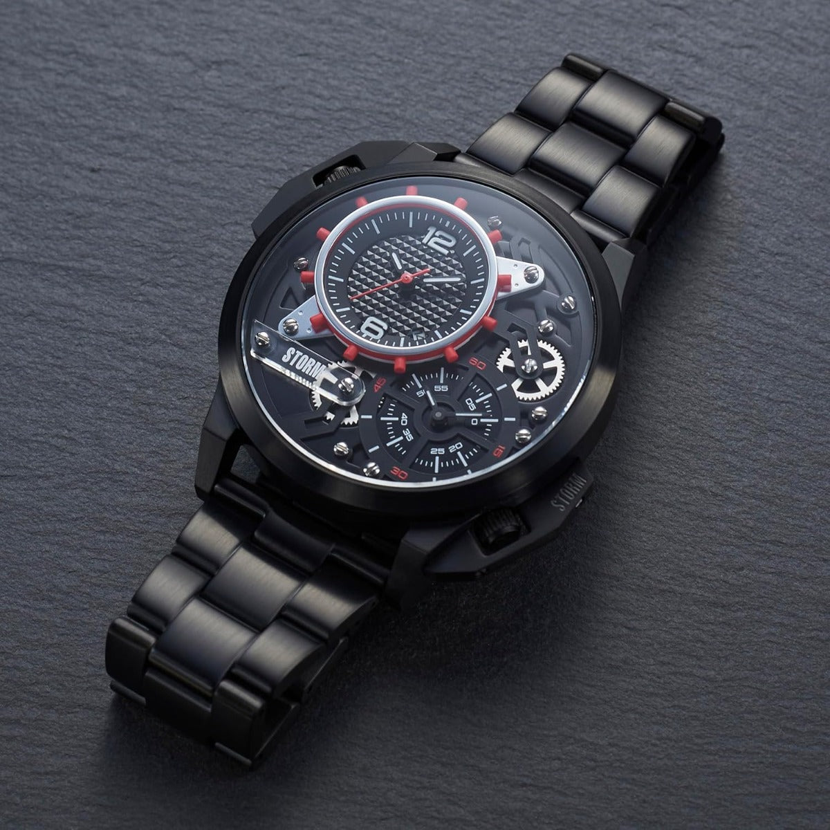 Storm Dualaton Slate Red Mens Watch with Stainless Steel Bracelet 47539/SL/R