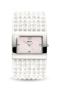 Sekonda Seksy White Leather Diamante Encrusted Pink Dial Watch 4754