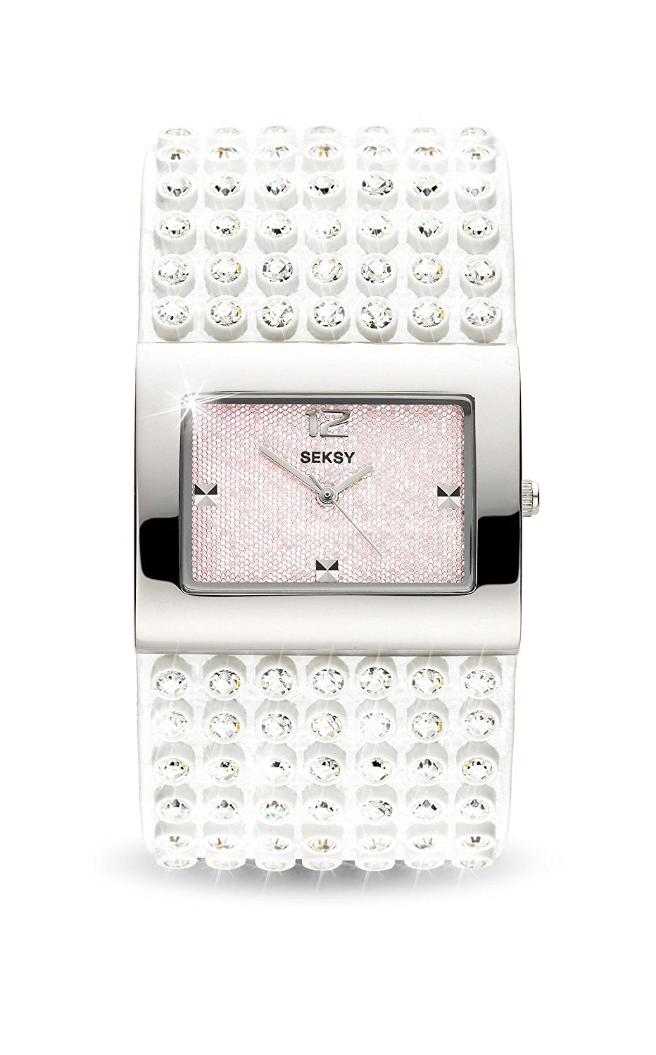 Sekonda Seksy White Leather Diamante Encrusted Pink Dial Watch 4754