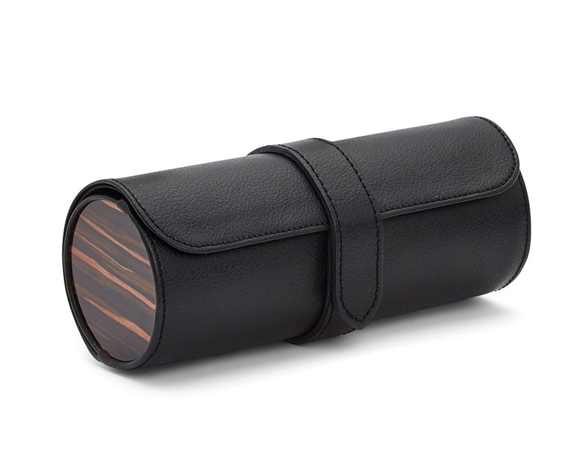 Wolf Roadster Black Leather Watch Storage Roll 477856