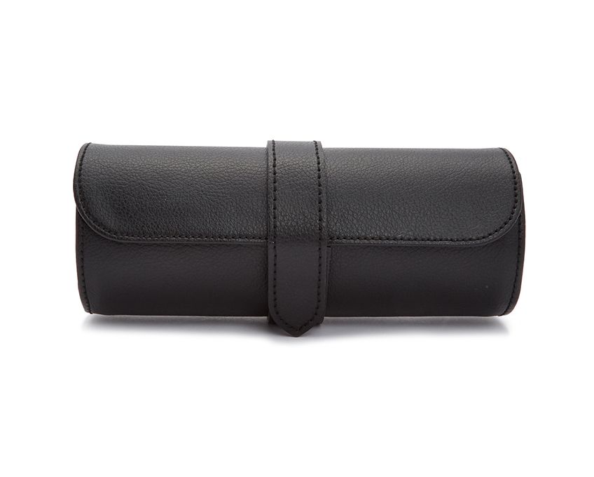 Wolf Roadster Black Leather Watch Storage Roll 477856