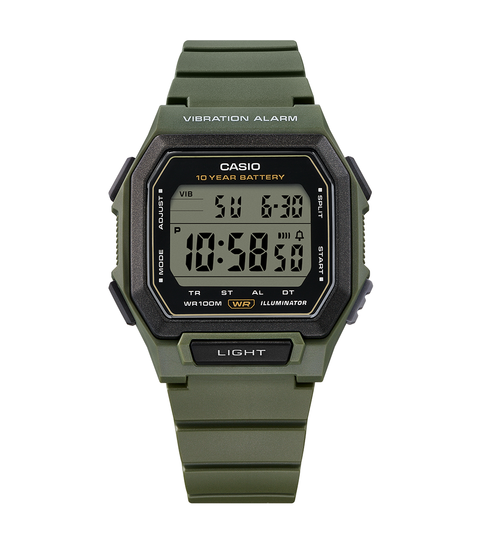 Casio Collection Mens Digital Watch with Green Strap W-738H-3AVEF
