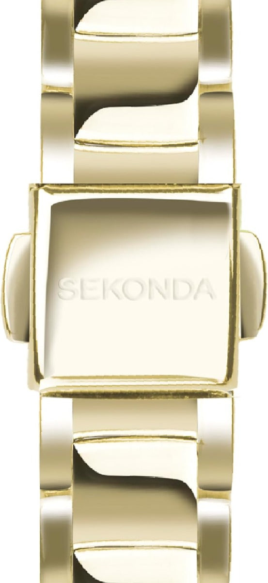 Set Rhodd i Foneddigesau Sekonda gyda Chloc Aur a Chadwyn ac Efyddyn Cyfatebol 49023