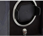 Wolf Memento Mori Cub Single Watch Winder Black Vegan Leather Case with Skull Embroidery 493102