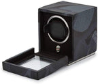 Wolf Memento Mori Cub Single Watch Winder Black Vegan Leather Case with Skull Embroidery 493102