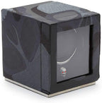 Wolf Memento Mori Cub Single Watch Winder Black Vegan Leather Case with Skull Embroidery 493102