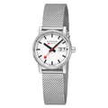 Mondaine Classic Ladies Watch with White Dial and Silver Strap MSE.30210.SM