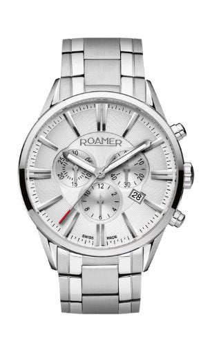 Roamer Superior Men's Quartz Watch with White Dial Chronograph Display and Silver Stainless Steel Bracelet 508837 41 15 50