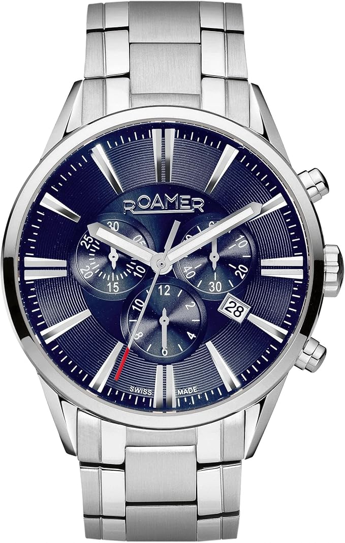 Roamer Chronograph Mens Watch with Blue Dial & Silver Strap 508837 41 45 50