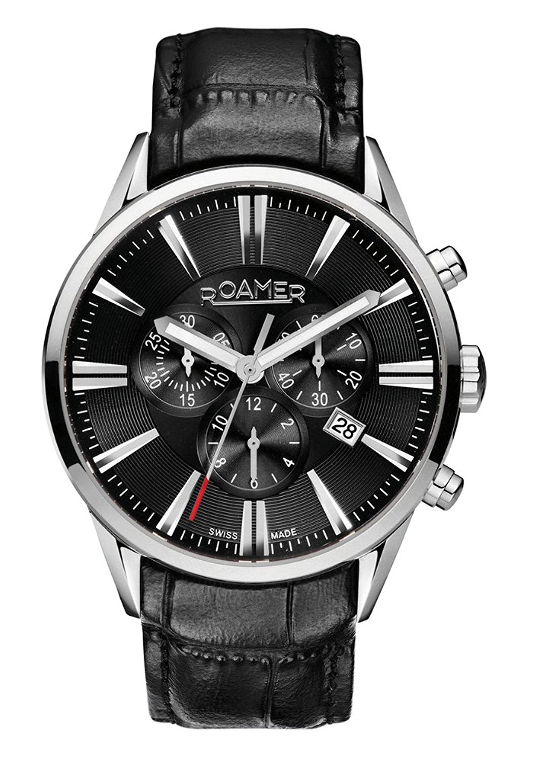 Roamer Superior Men's Watch Black Dial Black Leather Strap 508837 41 55 05