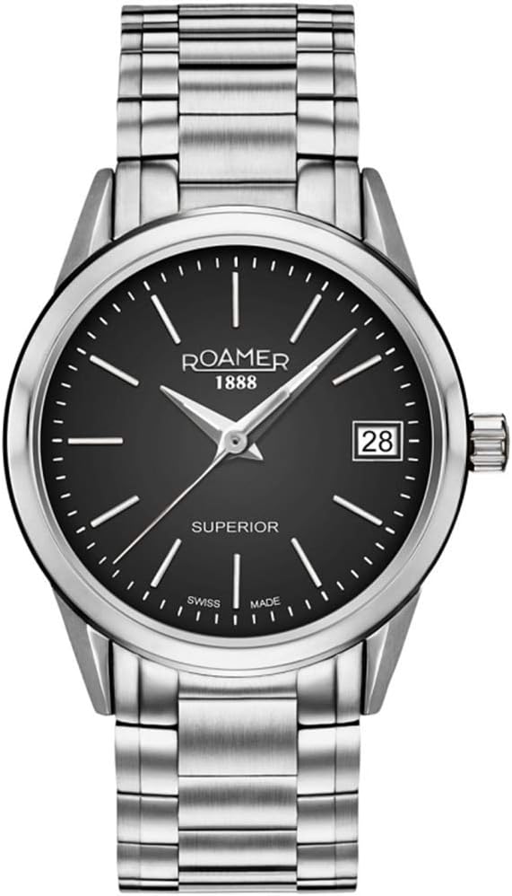Roamer Superior Ladies Watch with Black Dial and Silver Bracelet 508856 41 55 50