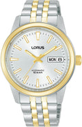Cloc Awtomatig i Fenywod Lorus gydag Wyneb Arian a Breichled Deu-Gysgod RL404CX9