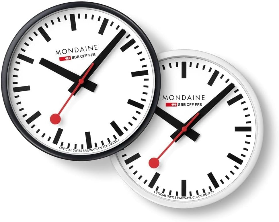 Mondaine Wall Clock with White Face and White Case A990.CLOCK.10SBB