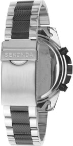 Sekonda Mens Chronograph Watch with Black Dial and Silver and Black Bracelet 3420