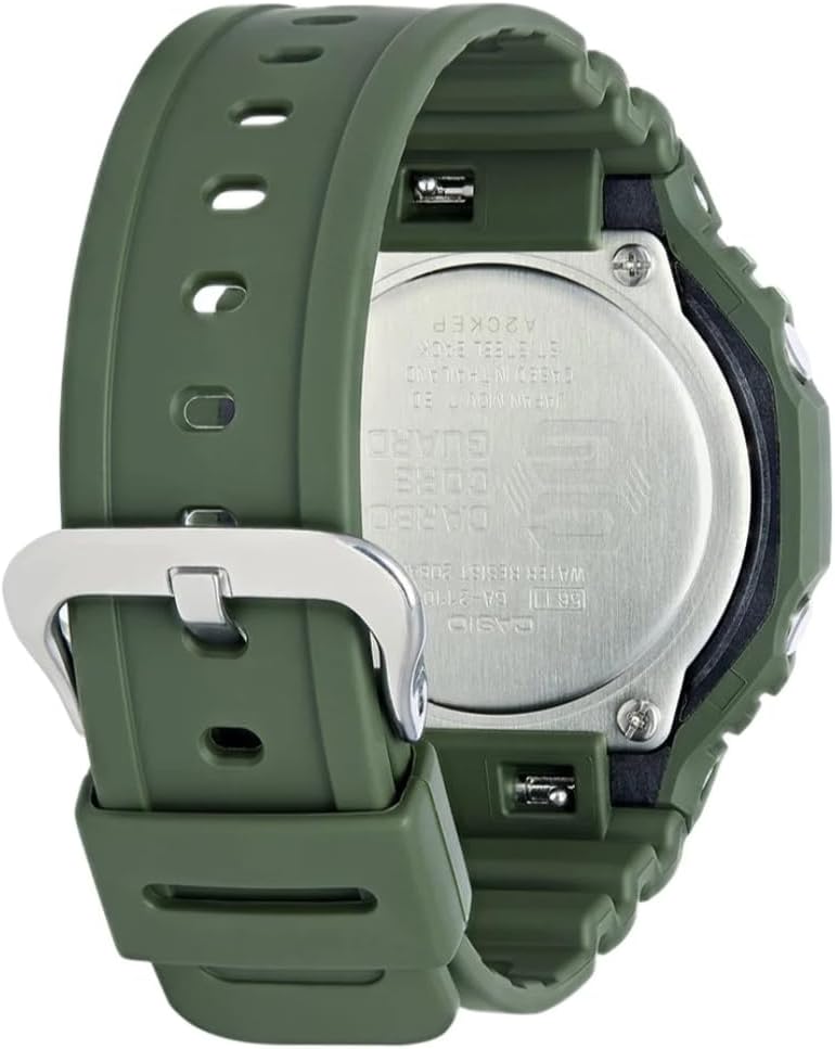Casio G-Shock Mens Analogue-Digital Watch with Black Dial and Green Strap GA-2110SU-3AER
