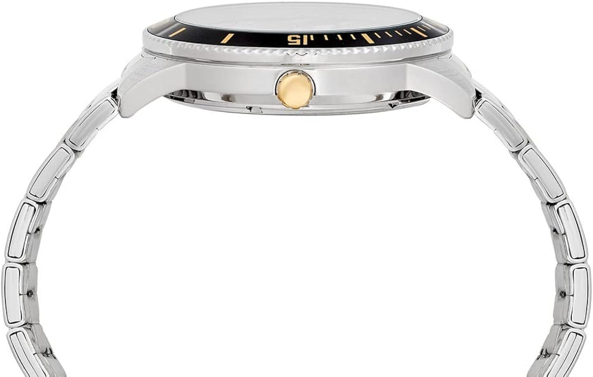 Lorus Mens Solar Watch with Black Dial and Two Tone Bracelet RX327AX9