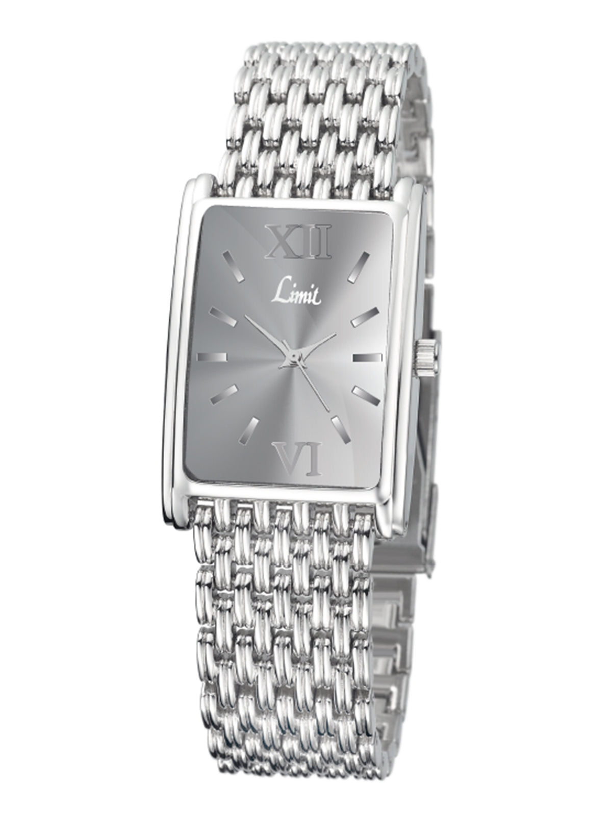 Limit Mens Rectangular Analogue Watch With Silver Dial And Silver Coloured Bracelet 5388
