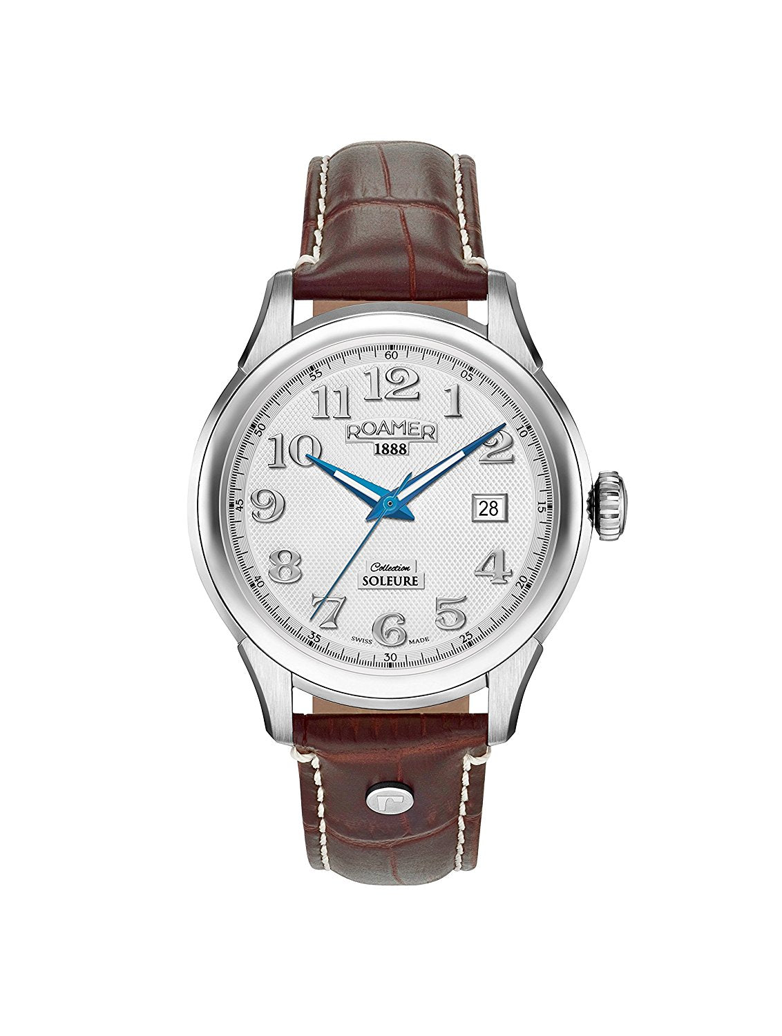 Roamer Men's Automatic Watch Silver Dial Brown Leather Strap 545660 41 16 05 (