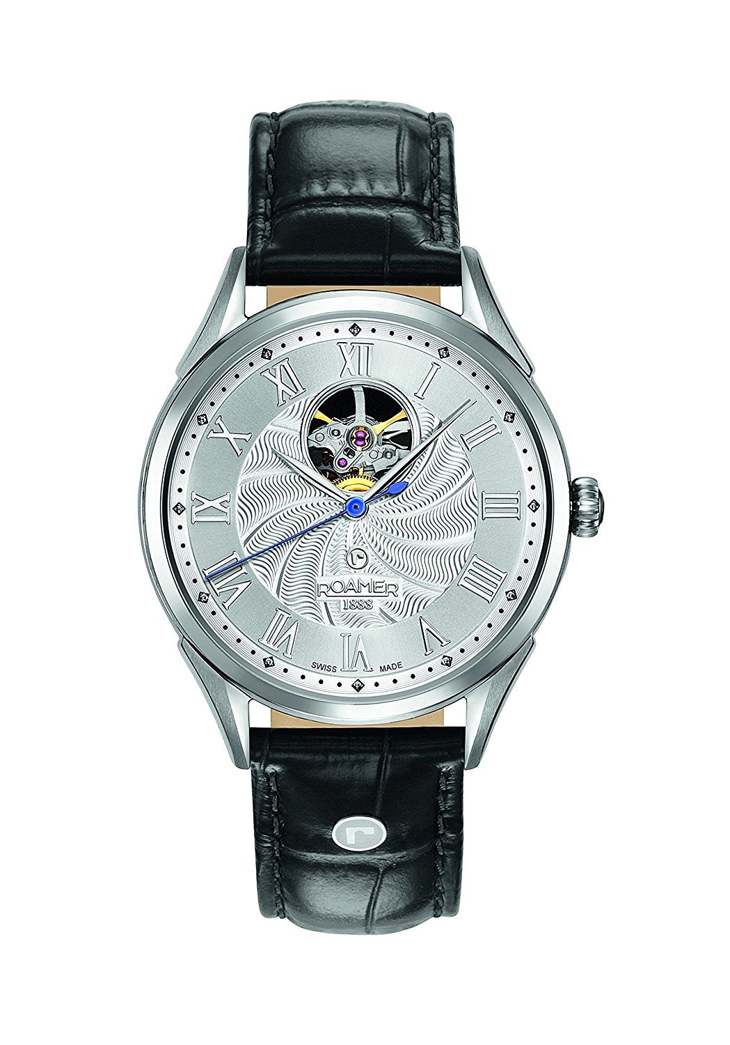 Roamer Men's Automatic Watch with Silver Dial Analogue Display and Black Leather Strap 550661 41 22 05